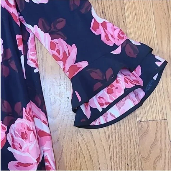 Kate Spade pink black Rambling Roses Rosa Ruffle Shift Dress size large nwot - Picture 10 of 16
